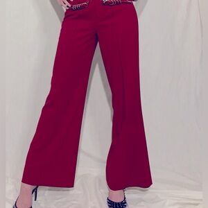 Alice + Olivia Red Wide Leg Pleated Pants